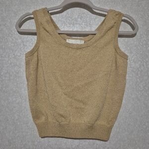 ST.JOHN Metallic Gold Knit Tank Top Sleeveless..SIZE:P
